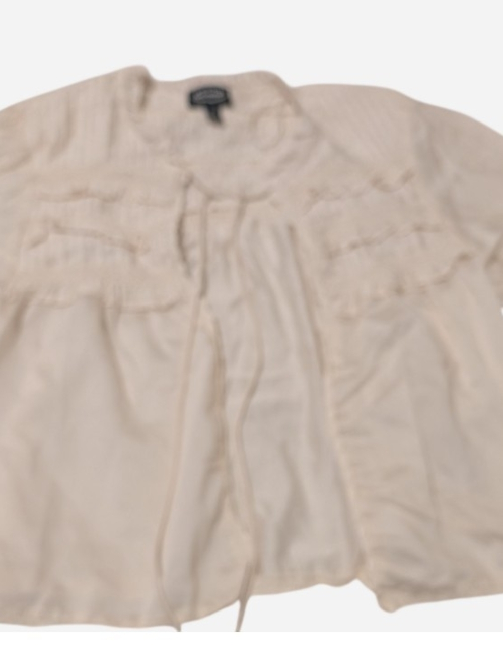 Light Cream Pintuck Lace-Trim Short Sleeve Blouse - Picture 2 of 7